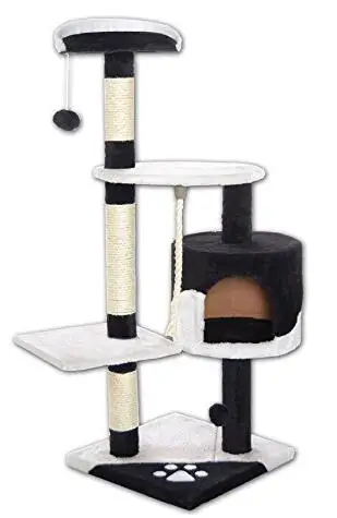 Plush Wooden Pet Condo Tower Furniture Toys Cat Scratcher Tree House