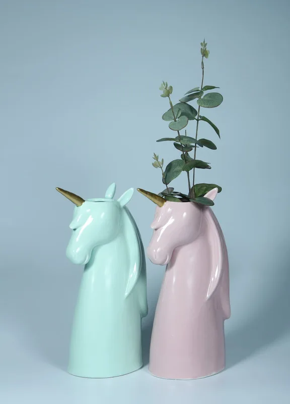 New design unicorn ceramic flower vase
