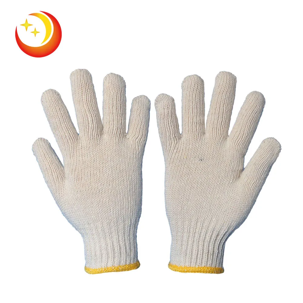 7 gauge natural white cotton knitting gloves 700g