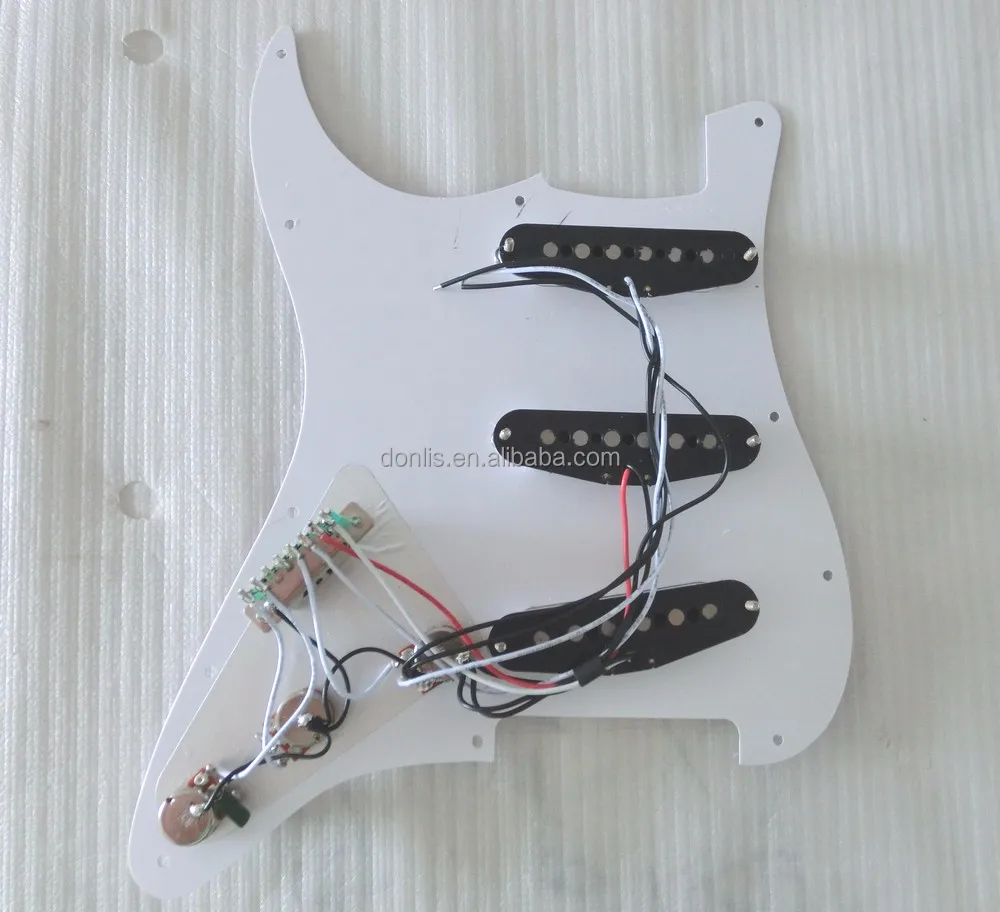 Electric guitar DIY pickguard for sale SSS Prewired white Pickguard Assembly 5 Way Switch for ST Electric Guitar