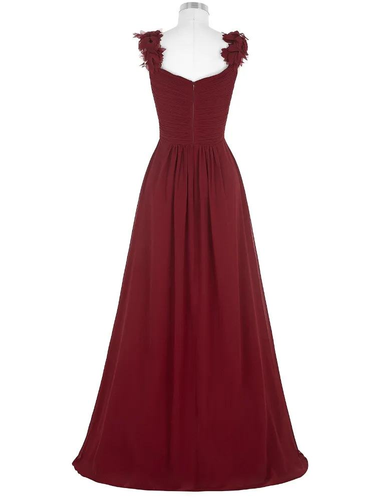 Starzz Wine Red Long Chiffon Prom Dresses Cheap Floor Length Wedding Bridesmaid Gown Formal Burgundy Dress