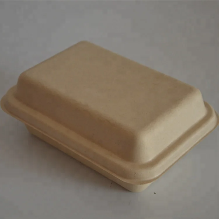 
disposable biodegradable paper pulp takeaway fast food packaging box 