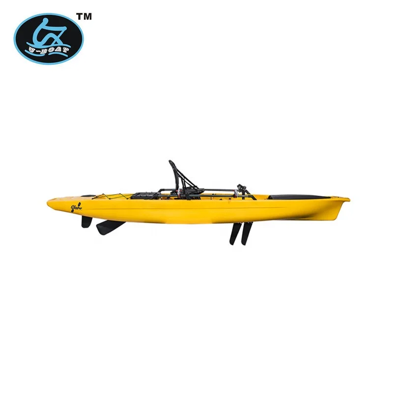 14ft hot sale plastic kayak avec pdales pedal drive fishing kayak&kajak&canoe&boat with centerboard for sale