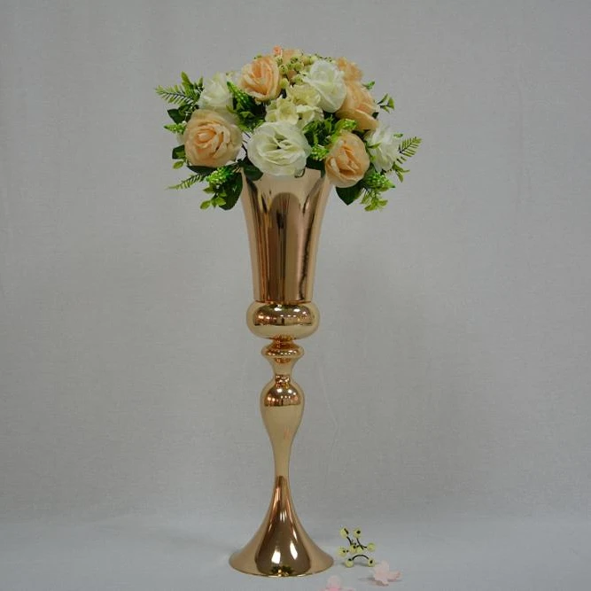 
Hot sell headstand gold&silver trumpet metal vase wedding table centerpiece flower holder centerpiece trumpet vase 