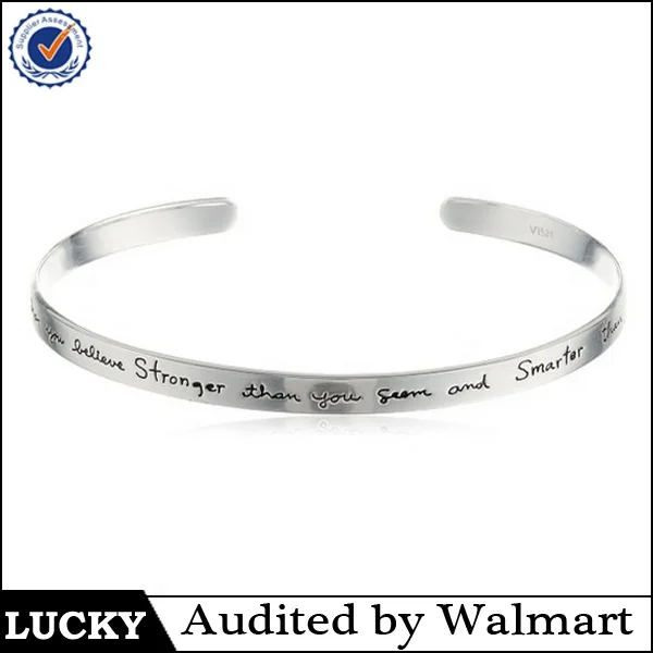 Personalized jewelry custom engraved letter name metal cuff bracelet bangle inspirational cuff bracelet