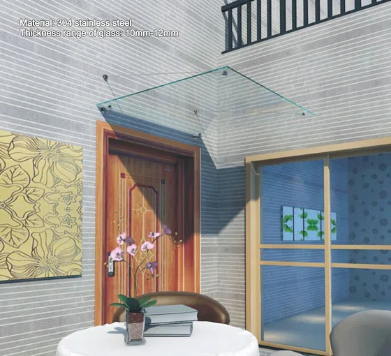 Glass Door Canopy Awning with Stainless Steel Bracket