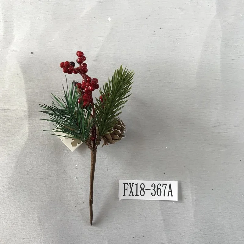 artificial Christmas berry picks with pine cone