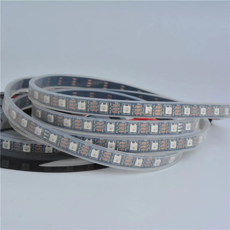 IP67 PVC tube black pcb white pcb 74leds 72leds sk6812 rgb ws2812b 5050 5m led strip with cheap plastic cover and channel