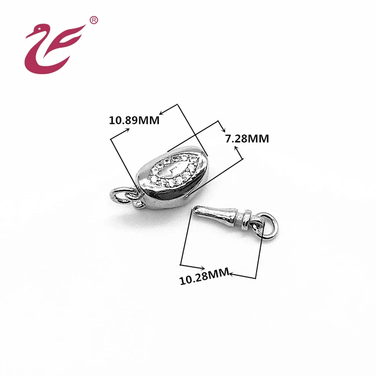 luxury  fashion Ingot buckle Ingot buckle zircon sterling silver necklace bracelet jewelry clasp lock bead pearl closure clasps