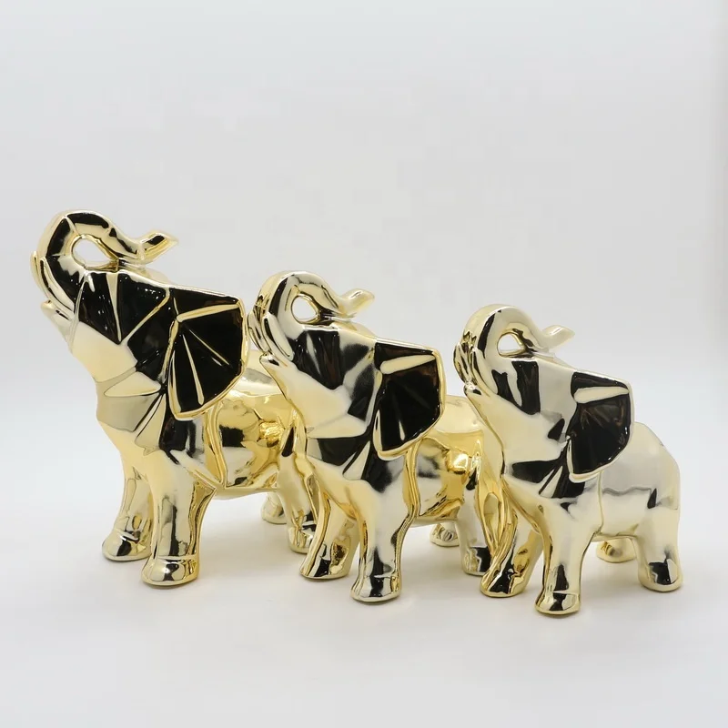 
Modern Gold Elephant Shaped Ceramic Animal Figurine for Home Decor 