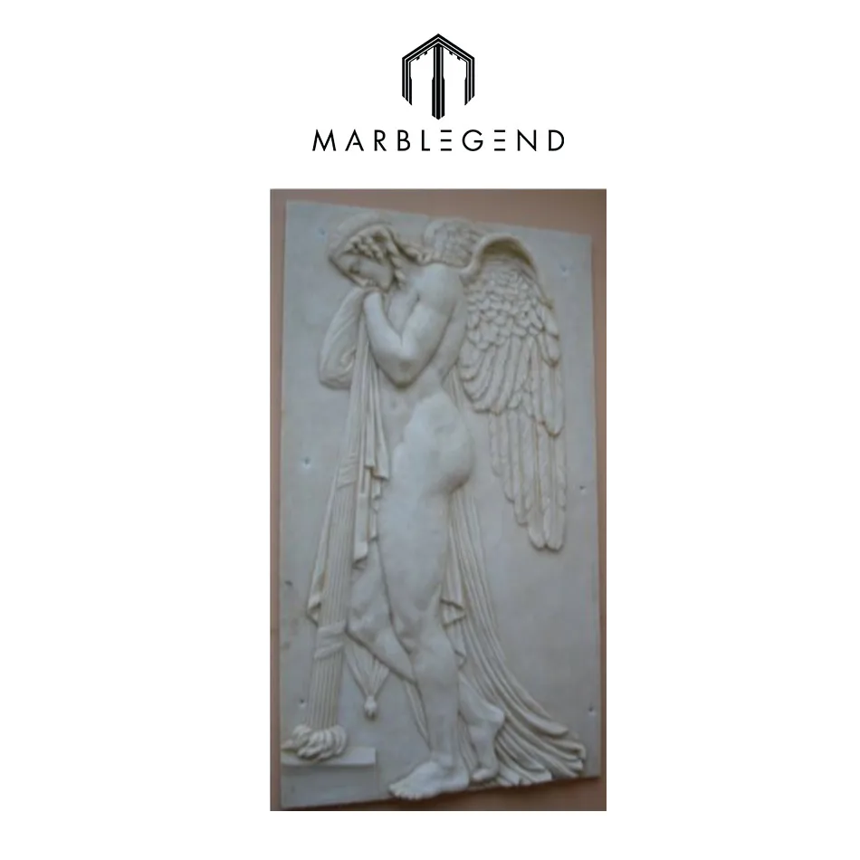 
Decorative wall carving angel sculpture natural marble stone relief 