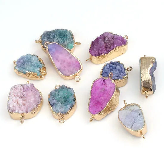 Multi Color Druzy Agate Stone Connector Druzy Agate Pendant