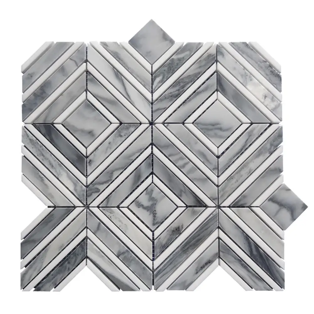 New design White and basket weave Italy Gray marble , grey and white mosaic China Supply