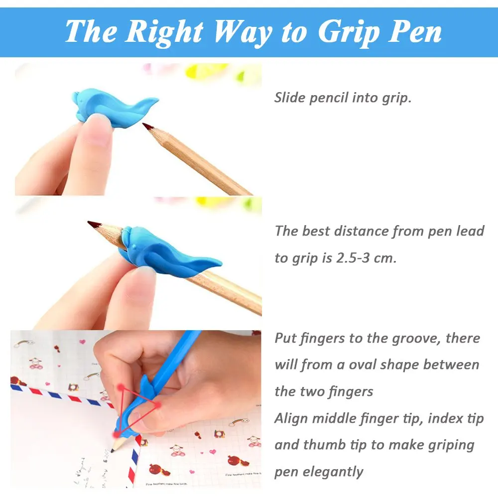 
Pencil Grips,Ergonomic Training Children Pencil Holder Pen Writing Aid Grip Posture Correction Tool for Kids 