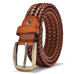 Мужские Плетеные Ремни из натуральной кожи для джинсов