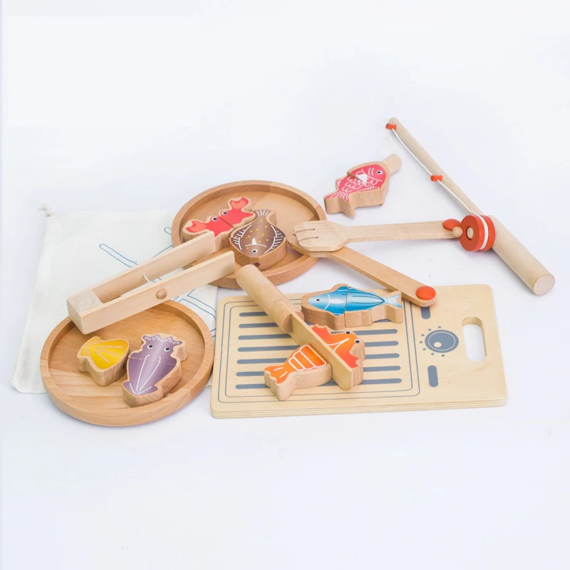 christmas Best sale wooden toy kitchen cutting fish set,Modern wooden kitchen for children