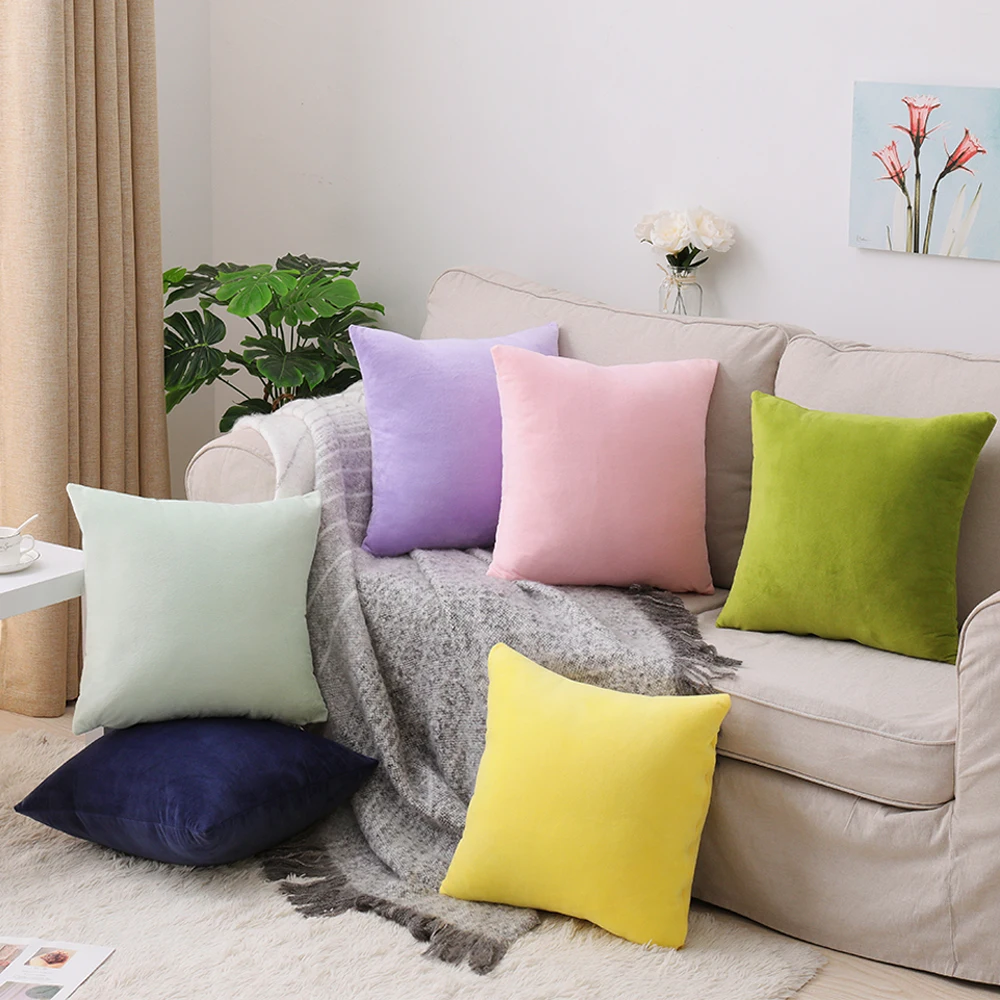 Amazon Hot Sell Home Decor Super Soft Short Plush Cushion Cover Velour Fabric Customize Size China Cushion Cover
