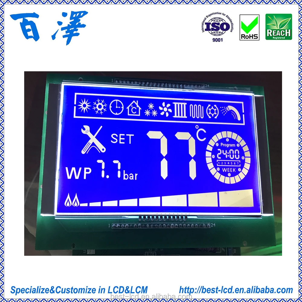 
Manufacture Customize Segment TN LCD module with White Backlight 4 digit LCD Display 