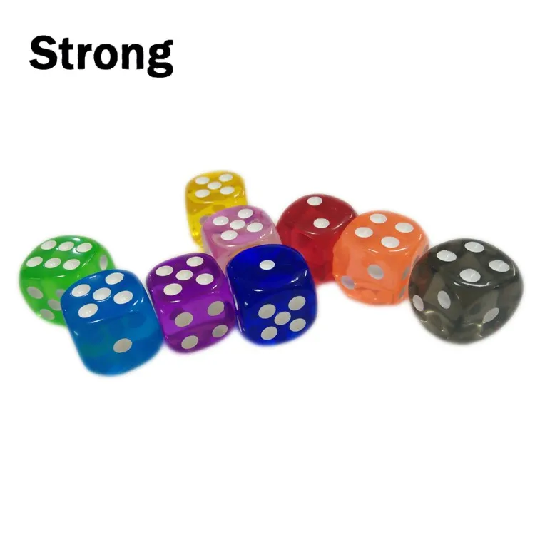 Plastic 16MM Rounded Corners Multi-Colors Transparent Dice