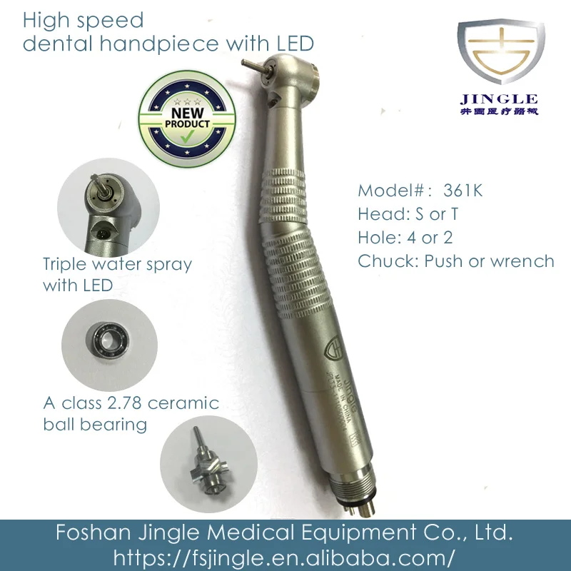 High Speed LED dental Handpiece with triple water spray turbine generator equipment device