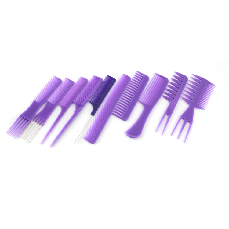 Xinlinda brand purple color personalized plastic hair travel  hairdressing hair coloring comb set