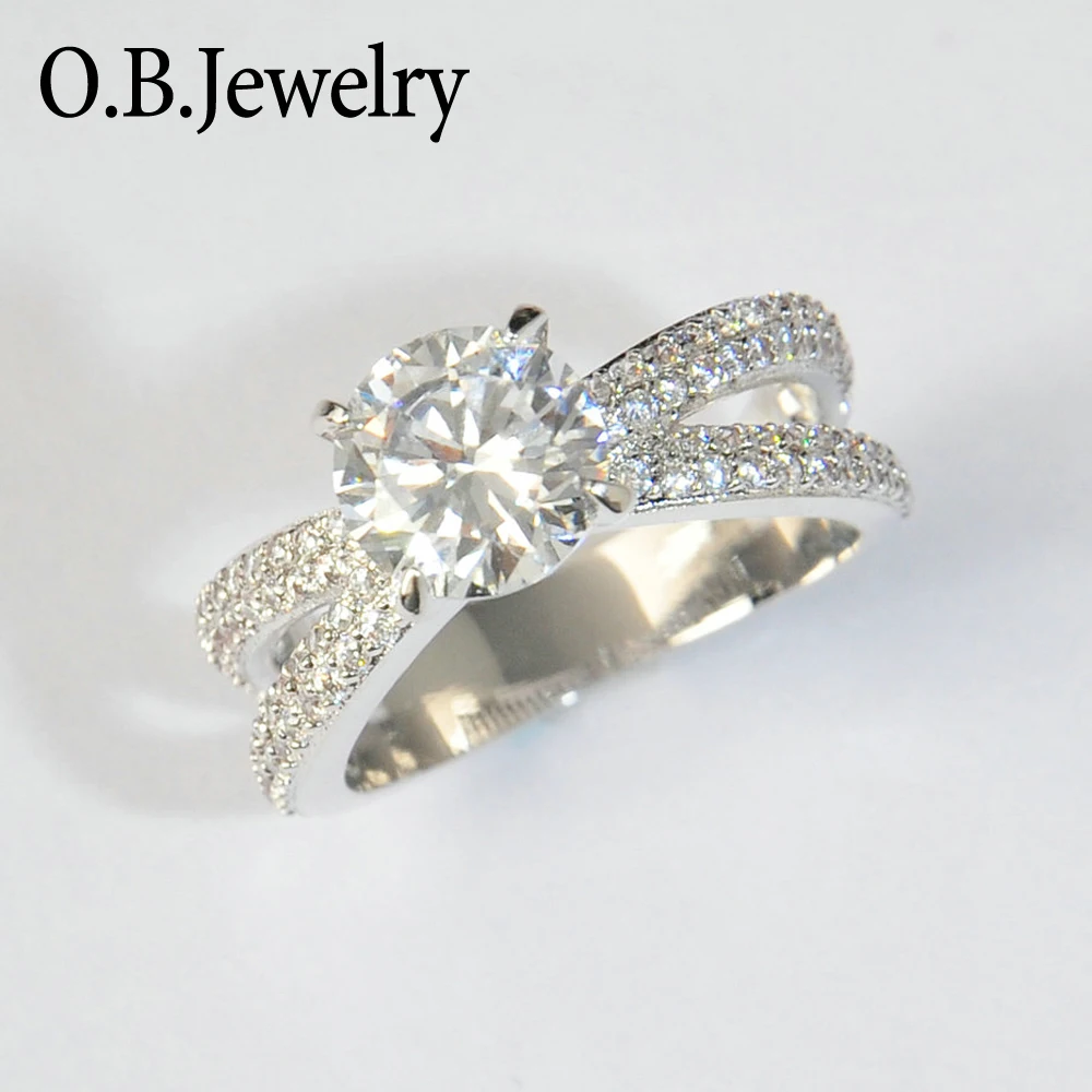 Classic 925 sterling silver CZ diamonds Ring elegant Silver Wedding ring for Women Fashion Jewelry