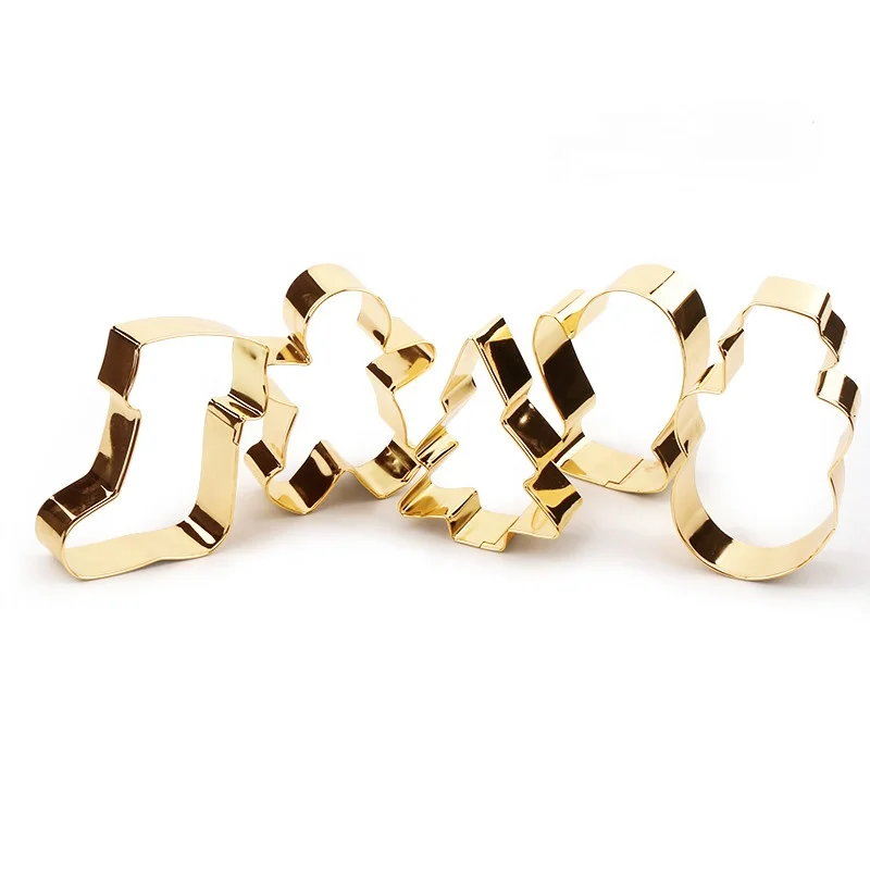 
2020 rose gold stainless steel Christmas cookie cutter custom cookie cutter 