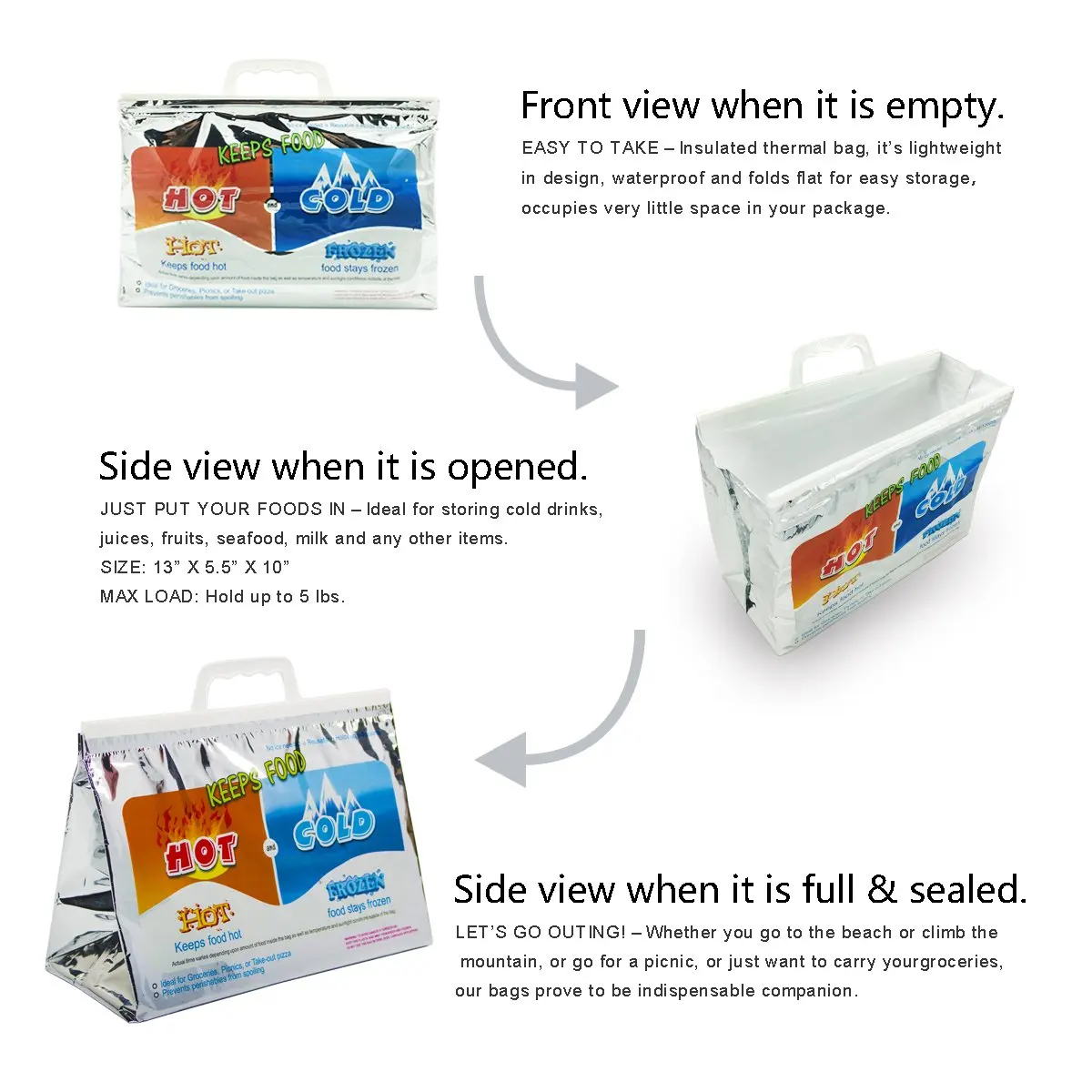 Waterproof and Reusablecooler Bag Insulated Hot Cold Insulated Bags Wholesale