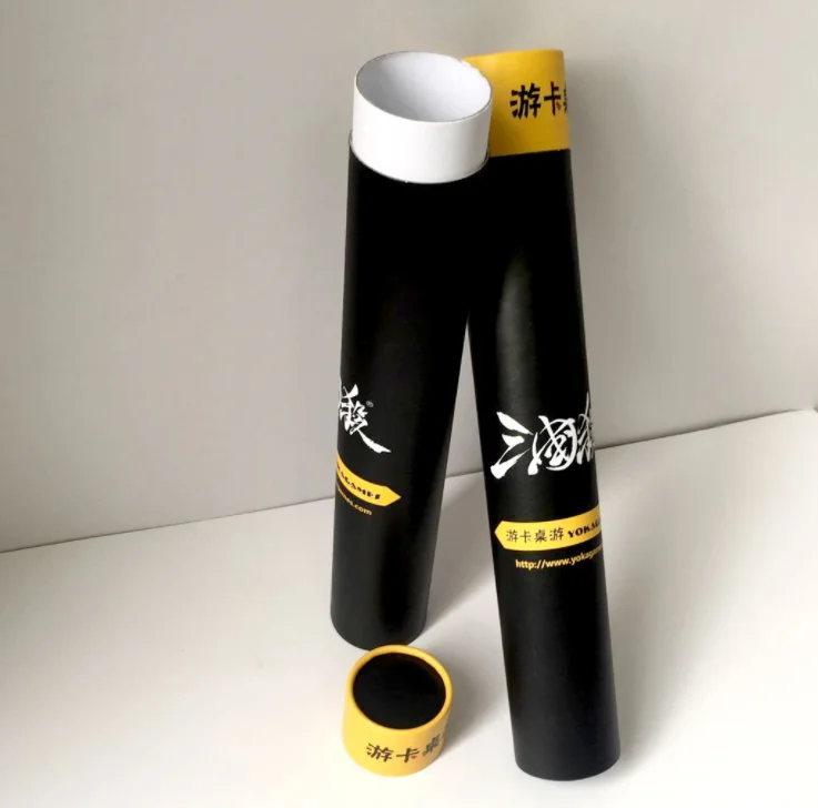 
Eco friendly Custom printed kraft packaging black paper poster mailing tube with end caps 