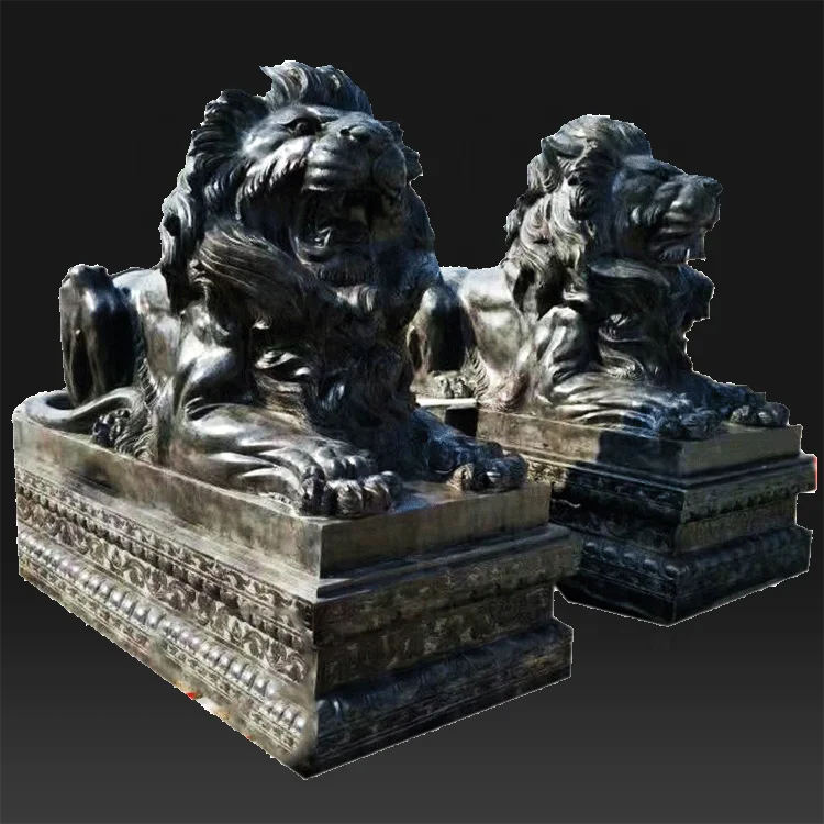 Front door stone carving antique statue roaring lion sculpture for sale