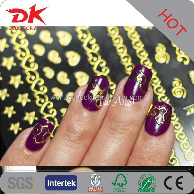 
Decorative embossed gold and silver nail art decals/Fox Star 3D nail stickers 