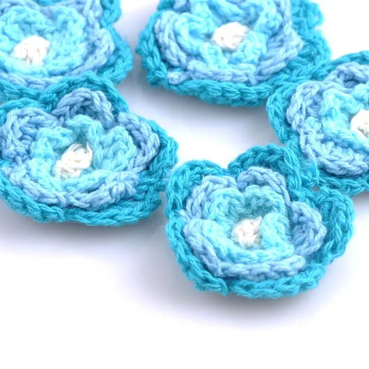 
Custom Colored Fabric Sewing Applique Handmade Crochet Flowers 