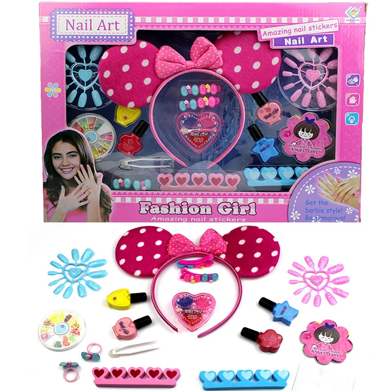 
12boxes Top selling children cosmetic toy girl beautiful nail art kits children makeup gift set 