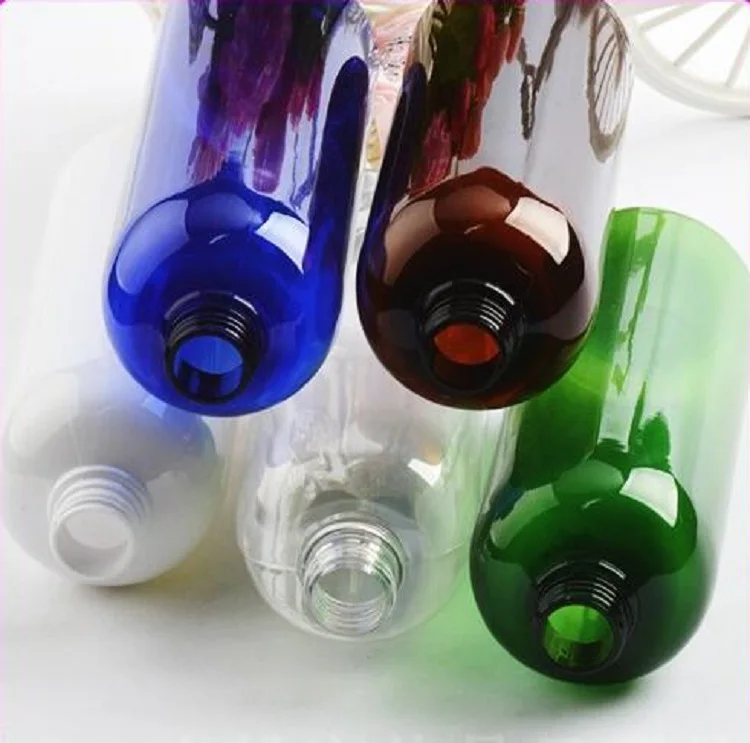 500ml long neck PET plastic empty bottle, long mouth large pump head bottle for shampoo