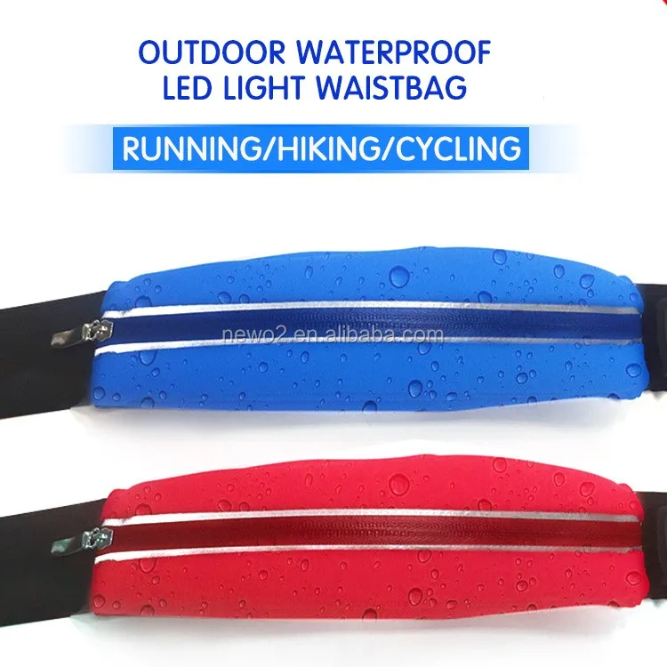 outdoor LED light waist band party light belt night sports safety waist bag mobile bag for running