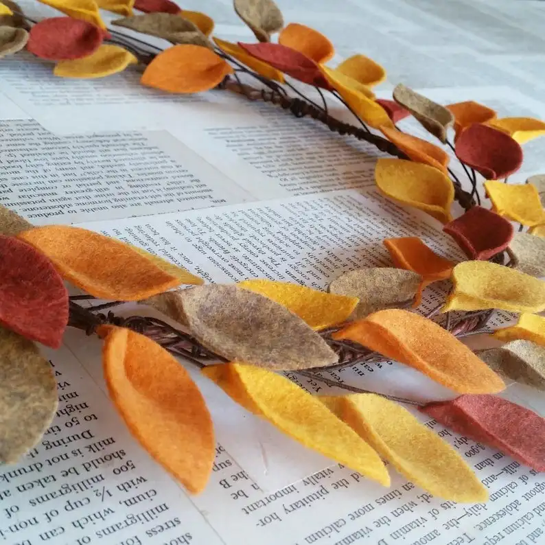 Thanksgiving Wreath Autumn Felt Leaf Wreath Simple Fall Leaf Wreath