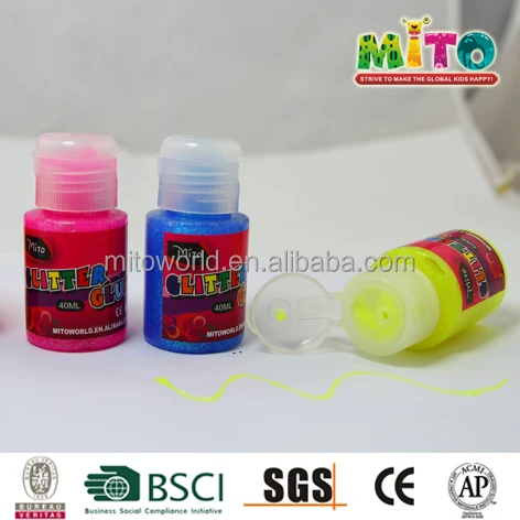 Wholesale non-toxic colorful dry fast glitter glue for DIY