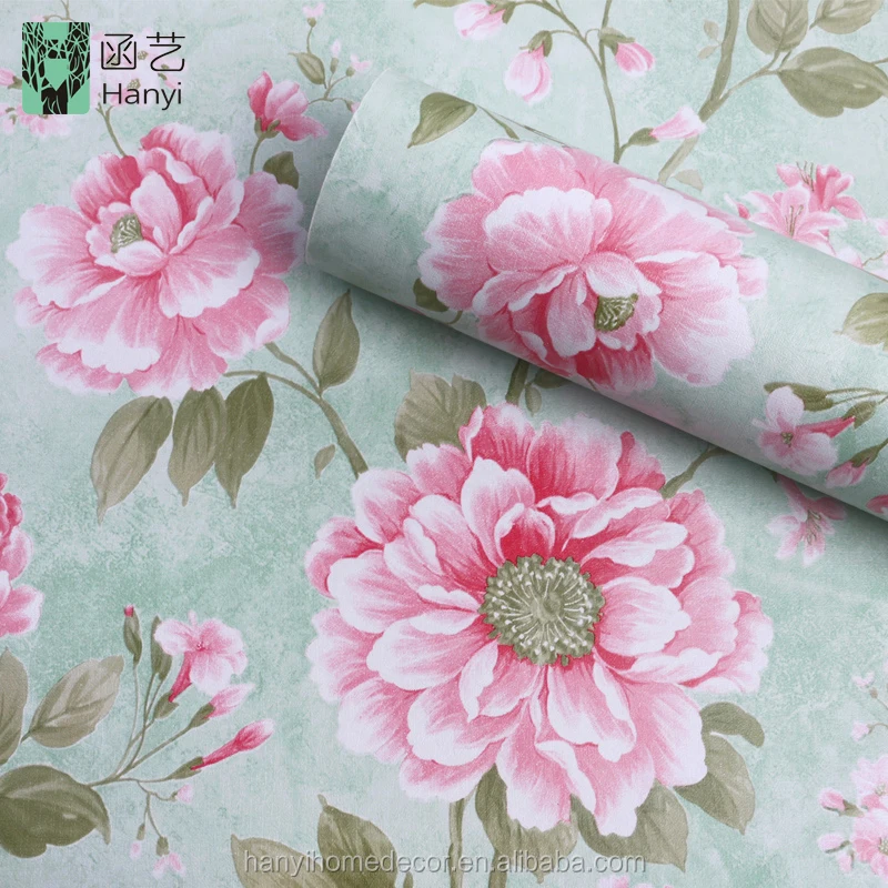 China vinyl wallcovering wallpaper designs flower photo wallpaper home decoration