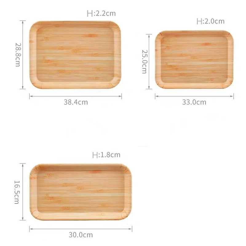 Wooden new design stackable plastic melamine trays for restaurant