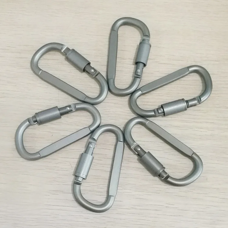 D-shaped quick-hang Carabiner Snap Keyring Outdoor Safety Aluminium Climbing Carabiner Buckle With Lock Camping Hook Keychain