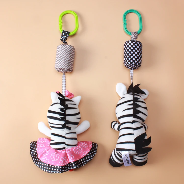 Dolery zebra animal baby hanging plush toy rattle D105F