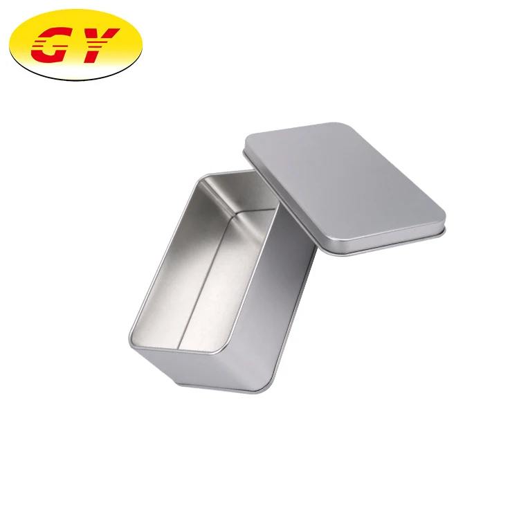 Customized personalized silver metal tin can square container box
