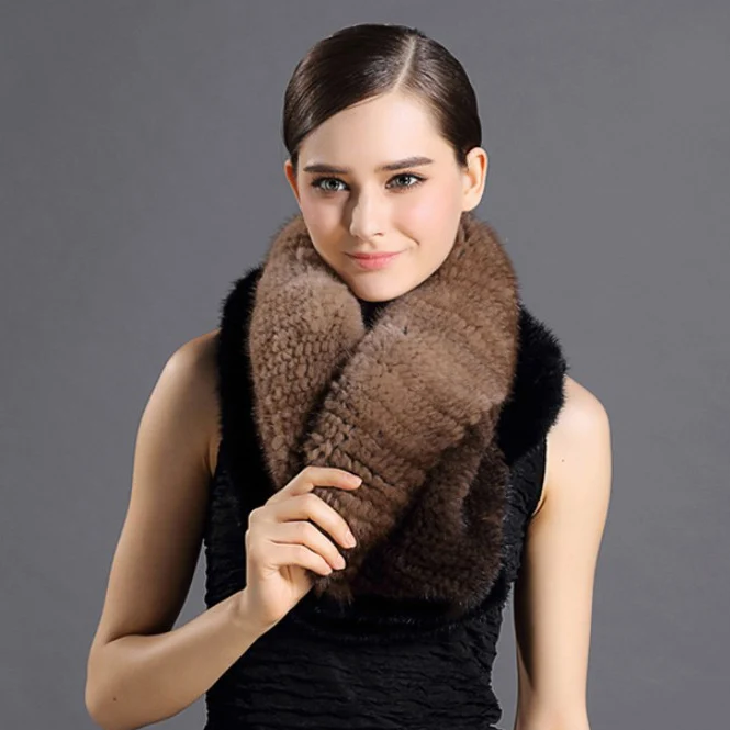 CX-B-M-68C 2023 Winter Excellent Knitted Mink Fur Scarf