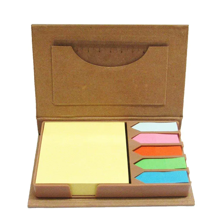 Eco Friendly Craft Paper Sticky Notes Custom Logo Printed Label Sticker Memo Note Pad With Pen