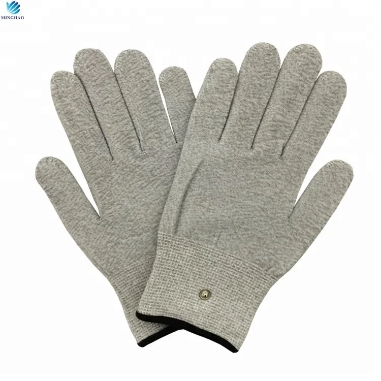 Ready to Ship Conductive Vibrating Massage Beauty Silver Fiber Thread Gloves Electrotherapy Compatible with TENS/EMS Machine