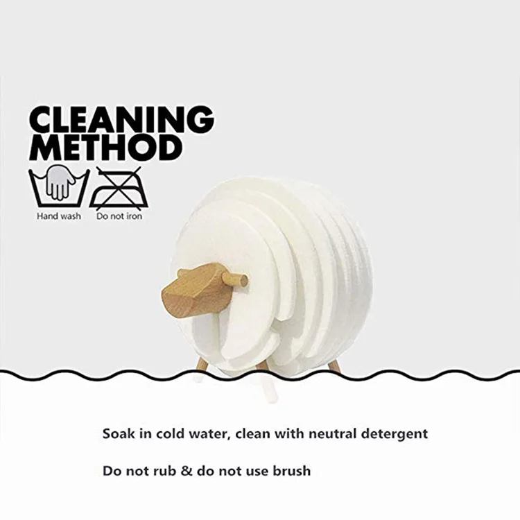 Custom High Quality  Handmade Sheep Shape Wood Felt Drink Coasters insulating Round Cup mat