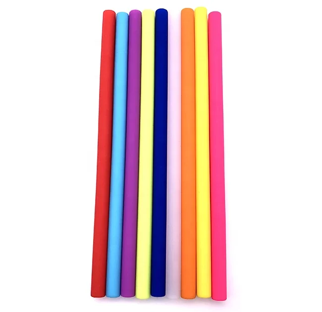 255*12*9mm Straight Reusable Colorful Edible Safety Drinking Silicone  Eco Friendly Straws For Smoothie and Milk Shake