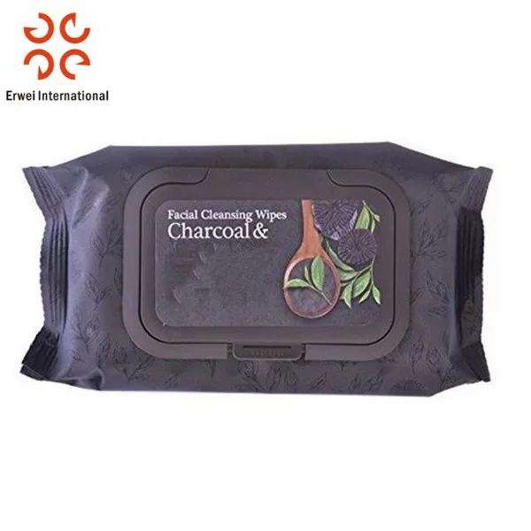 OEM антибактериальные влажные салфетки с углем для удаления макияжа