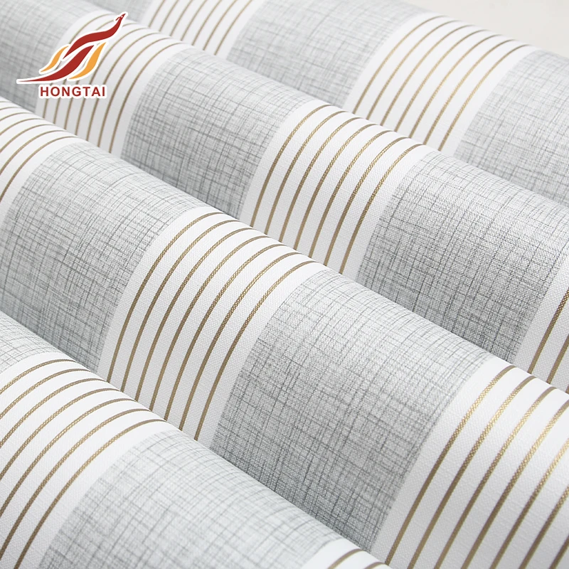 PVC self adhesive wall paper stripe waterproof decorative wallpaper for household
