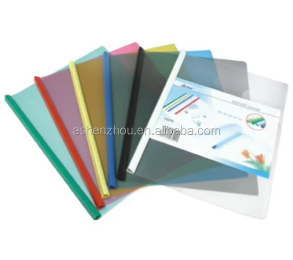 Low cost useful custom business stationery solid color sliding bar clear plastic PP report file for office document presentation